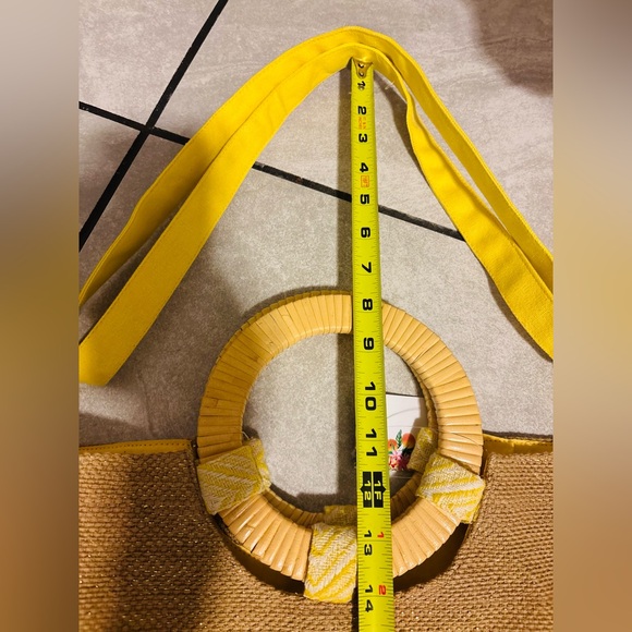 America & Beyond Beaded Lemon Jute Tote Bag - Picture 10 of 15